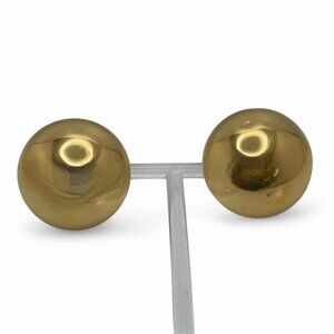 Vintage MONET Large Round Gold-Tone Clip-On Earrings1&1/4 Inch Mirror Shine